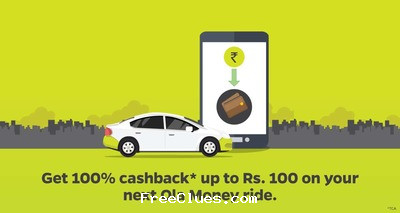 Get 100% cashback up to Rs. 100 on your next Ola Money ride