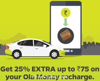 Olacabs Get 25% Extra Upto Rs.75 on First Ola Money Recharge