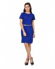 Buy Half Sleeve Round Neck Regular Fit Blue T-Shirt Dress With Belt ( Size : S )