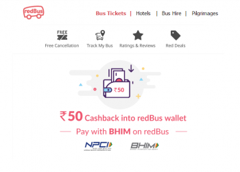 Pay with BHIM on redBus and get Rs.50/- in your wallet - Only today