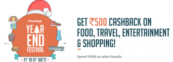 Freecharge get upto Rs. 5000 cashback on this new year