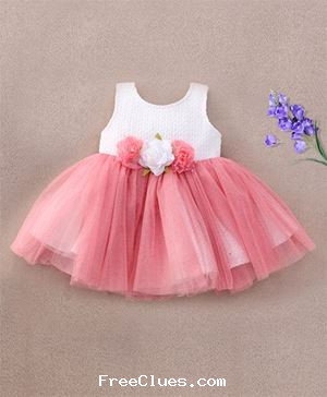 FirstCry M'Princess Pretty Flower Applique Party Dress - Pink