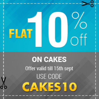 Get flat 10% off on Cakes