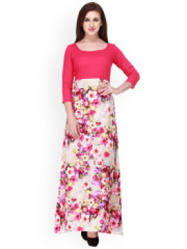Cottinfab Pink Floral Print Maxi Dress