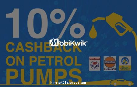 Mobikwik 10% Cashback (Max Rs.100) at Petrol Pumps When Paid with MobiKwik