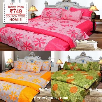 Homeshop18 Set Of 3 Cotton Bed Sheet With 6 Pillow Covers