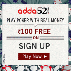 adda52 free Real cash of Rs. 100 to play poker game