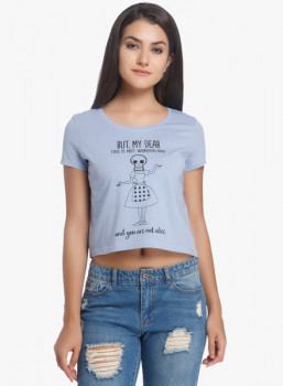 Jabong only Blue Printed Crop Top at Rs. 400/- only