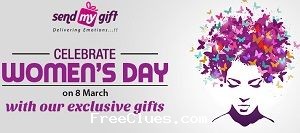 Sendmygift womens day special : flat Rs 100 off on womens day gifts on 8 march