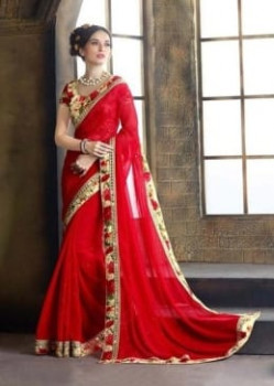 Red Georgette woman sarees