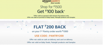 Amazon Amazon Pantry - Flat 50% off on Grocery and Beauty Items ( Apply Coupon to get 50% off ) + Additional Rs.150 Cashback on Rs.1500 order