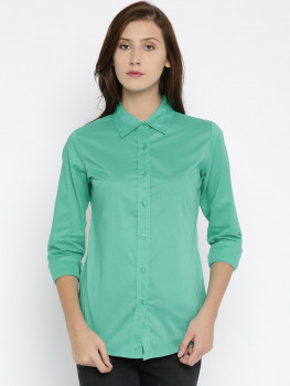 Myntra Silly People Women Green Regular Fit Solid Casual Shirt