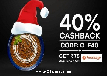 Faasos offer : Flat 40% Off + Rs. 100 On Sign Up + Rs. 75 Cashback From Freecharge
