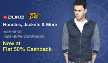 Duke Hoodies, Jackets & More at FLAT 50% Cashback