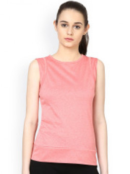 plusS Women Coral Pink Round Neck T-shirt