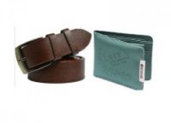 Shopclues Unique Villa Green Lerv Wallet 1 Brown Belt Pack of 2