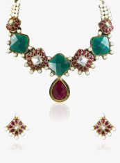Jabong Zaveri PearlsMulticoloured 100%Zinc Necklace Set Flat 84% Off