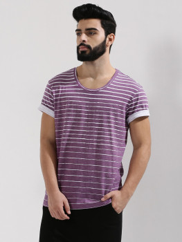 Koovs Faded Striped T-Shirt In The Style Of Louis Tomlinson