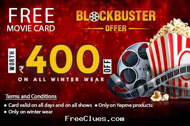 Yepme Winter Wear sale Get Free Movie ticket on shopping of Rs 400/-