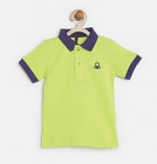 Myntra United Colors of Benetton Boys Lime Green Solid Polo Collar T-shirt