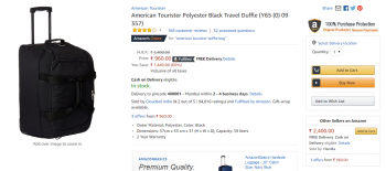 American Tourister Polyester Black Travel Mega offer sale