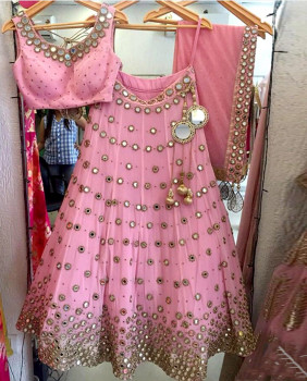 iStylefreak Pink Color Bangalori Silk Lehenga Choli