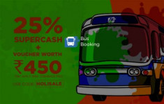 Mobikwik Holi offer : Get 25% cashback on Bus Booking