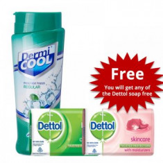 zotezo Dermicool Prickly Heat Powder With Dettol Soap Free - 150gm + 75gm