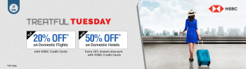 Goibibo Flat 20% off on domestic flights (No Min) and Extra 20% discount on domestic hotels with HSBC Credit Cards (every tuesday)