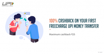 Freecharge 100% Cashback (Max Rs. 25) on Prepaid Recharge Via UPI