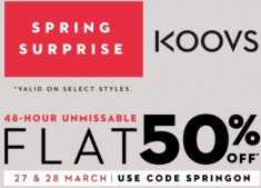 Koovs FLAT 50% off on Clothing & Accessories + Free Shipping