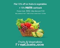 Grofers flat 15% off on fruits & vegetables