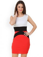 Myntra Texco White & Red Bodycon Dress Flat 55% Off