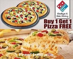 Dominos Dominos Buy 1 Get 1 Free pizza + 25% Cashback