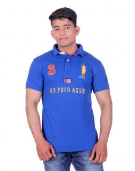 United Rugby Polo Mens Royal Embroidered T-Shirt .