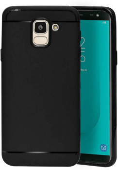 Emartos Back Cover for Samsung J6 With TPU Black Line (black, Waterproof, Flexible Case)