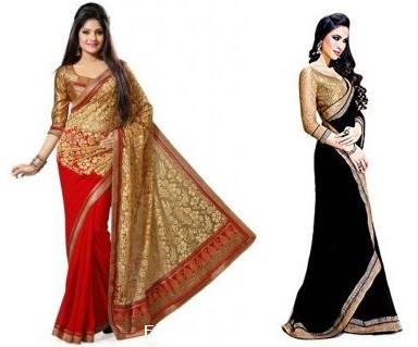 Shopclues Bhuwal Fashion Designer Faux Georgette Saree with Blouse at rs. 289/-