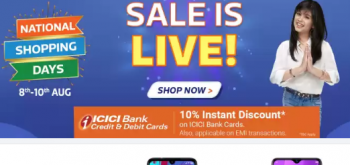 Flipkart Big National Sale 8-10 august + 10% Discount ICICI BANK