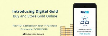 Paytm Flat Rs.101 Cashback on 1st Purchase Gold