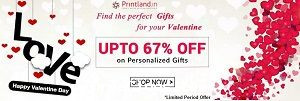 Printland valentine week Offers : Upto 67% Off On Personalized Gifts