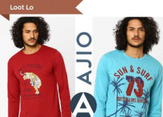 ajio Pack of 2 Graphic Print T-Shirt at Just Rs. 299 And Buy 4 at Just Rs. 398