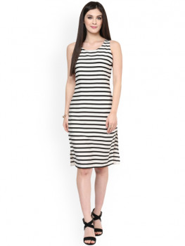 Zima Leto Black & White Striped Sheath Dress