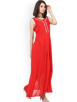 Myntra Shakumbhari Red Maxi Dress
