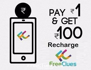 FreeClues Makar Sankranti 1 rs. sale : Pay rs. 1 & get recharge of rs. 100 free