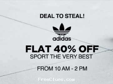 Jabong Flat 40%Off On Adidas Clothing & Footwear [Till 2 PM]