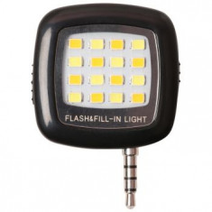 Photron FL100 Portable 16 LED Selfie Enhancing Dimmable Flash Fill-in Light, Torch (Black)