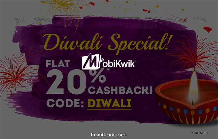 Mobikwik Diwali Special: Get 20% Cashback on Recharge or Bill Payment