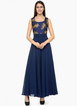 Just WowNavy Blue Embellished Maxi Dress