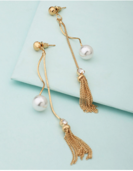 Stylish Pearl Cz Dropped Danglers For Women