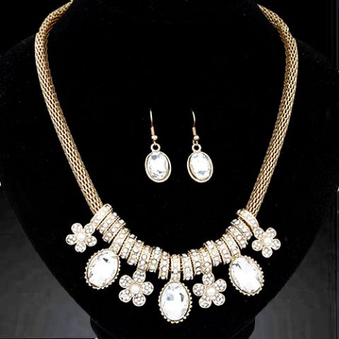 Optionsz Diamond Sstuded Gold Plated Designer Neckset at low price Rs.680/-